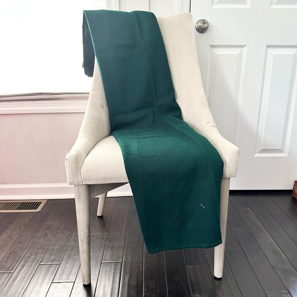 Faribo Evergreen Green Acrylic Tightly Woven Tonal Whipstitch Trim Blanket